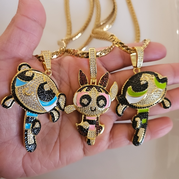 Jewelry - Gold plated stainless steel Powerpuff girls Necklaces